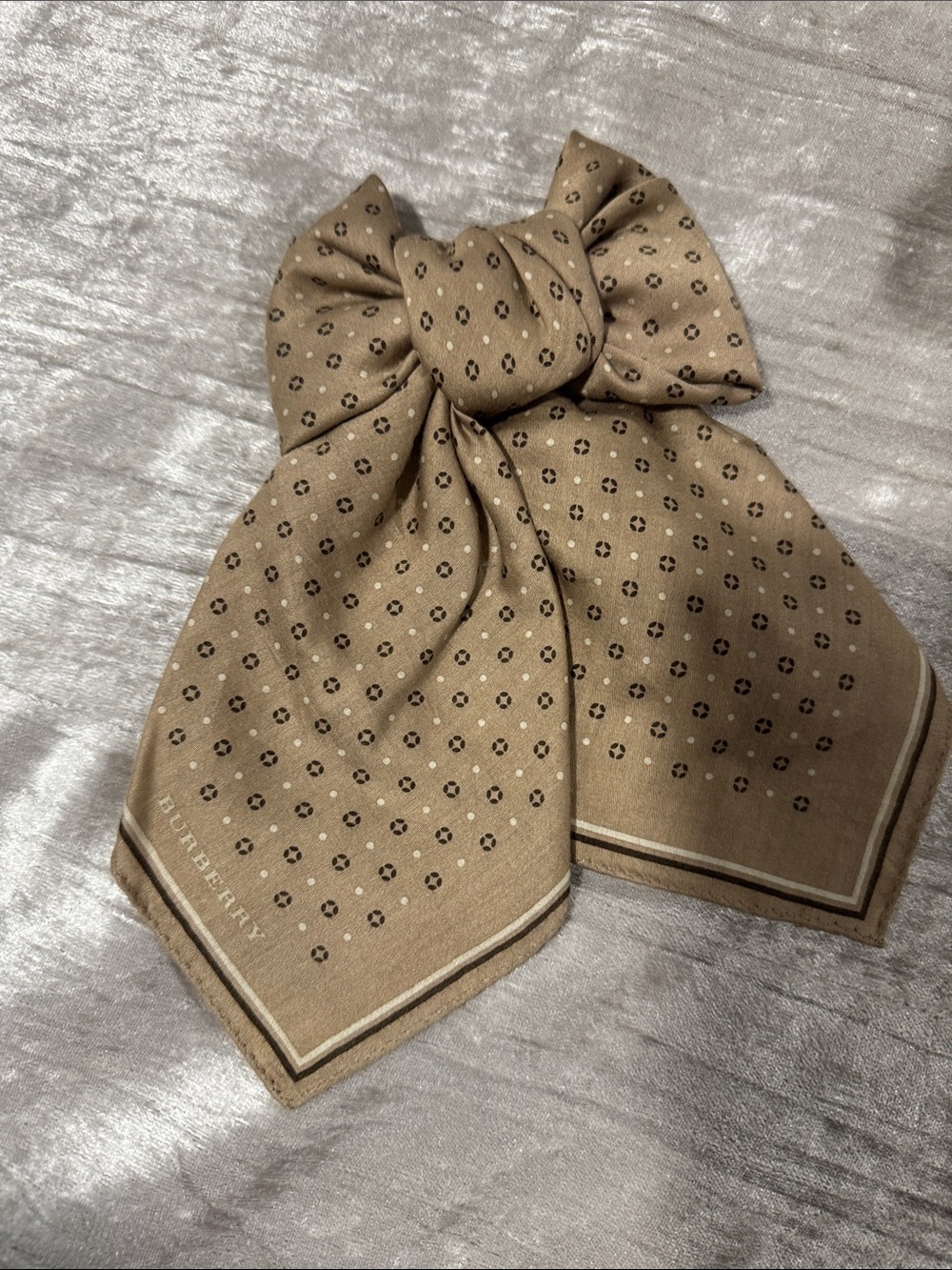 Burberry Tan Dot Bow Scarf Accessory
